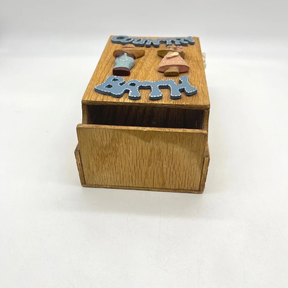 Vintage Country Bath Wooden Wall Mount Dispenser Holder Folk Art‎ Decor 11 inch